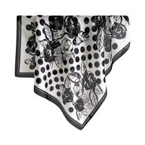 Lenço Feminino De 68cm Com Estampa Floral De Poá Em Seda Imitada, Moda Primavera Outono, Xale E