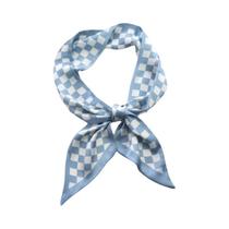 Lenço Feminino Fino Clássico De Seda Sintética Com Estampa Xadrez Para Primavera/Verão, Estilo Lenço Feminino Fino Clássico De Seda Sintética Com Estampa Xadrez Para Primavera/Verão, Estilo
