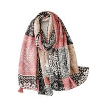 Lenço Feminino Floral De Algodão Com Borlas, Xale De Praia De Verão 185x90cm, Lenço De Cabeça