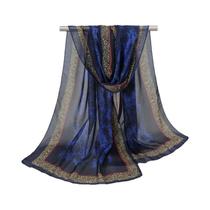 Lenço Feminino Respirável De Seda Chiffon Estilo Indiano Fino Com Estampa Para Hijab E Xale