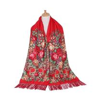 Lenço Feminino Vintage Floral De Luxo Com Borlas Para Outono/Inverno - Estilo Hijab E Bandana