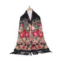 Lenço Feminino Vintage Floral De Luxo Com Borlas Para Outono/Inverno - Estilo Hijab E Bandana