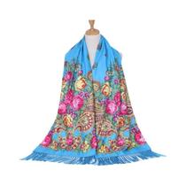 Lenço Feminino Vintage Floral De Luxo Com Borlas Para Outono/Inverno - Estilo Hijab E Bandana