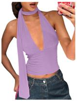 Lenço Halter Crop Top SOLY HUX feminino roxo tamanho M Lenço Halter Crop Top SOLY HUX feminino roxo tamanho M
