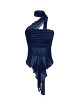 Lenço Halter Tops Milumia Y2k para mulheres azul escuro tamanho M Lenço Halter Tops Milumia Y2k para mulheres azul escuro tamanho M