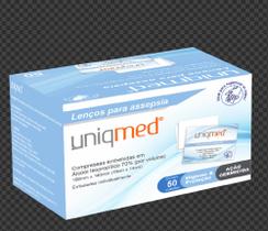 Lenço Higienizador Para Assepsia UNIQMED 19cmx14xm Caixa Com 50 Unidades