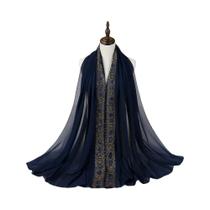 Lenço Hijab De Renda E Chiffon Para Mulheres, Cobertura Islâmica Para a Cabeça, Envoltórios Para a