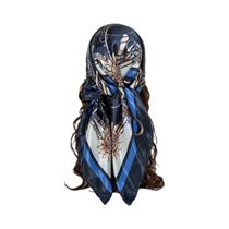 Lenço Hijab Hip Hop Feminino Em Seda Satin Com Estampa Quadrada, Cachecol, Pashmina, Bandana