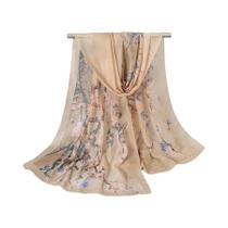 Lenço Longo De Seda Chiffon Com Padrão De Flor De Ameixa Para Mulheres, Protetor Solar, Bolsa De Lenço Longo De Seda Chiffon Com Padrão De Flor De Ameixa Para Mulheres, Protetor Solar, Bolsa De