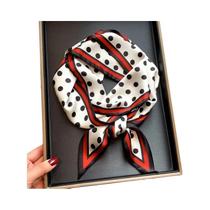 Lenço Longo De Seda Com Poás Para Mulheres, Faixa De Cabelo, Lenços De Pescoço, Bandana Para