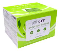 Lenço Para Assepsia Álcool 70% - 50 Lenços Uniqcare 19x14cm Lenço Para Assepsia Álcool 70% - 50 Lenços Uniqcare 19x14cm