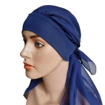 Lenço para Cabeça Mulheres Turbante Pré amarrado tecido liso de cor azul marinho - ABELHINHA E VOCÊ BONITA