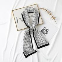 Lenço quadrado de cetim de seda lenço de pescoço para mulheres acessório de faixa de laço de cabelo, preto-branco Lenço quadrado de cetim de seda lenço de pescoço para mulheres acessório de faixa de laço de cabelo, preto-branco