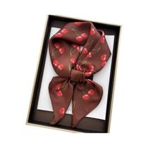 Lenço Quadrado De Cetim Feminino 70x70cm Com Estampa De Cereja, Xale Moderno, Faixa De Cabelo E Lenço Quadrado De Cetim Feminino 70x70cm Com Estampa De Cereja, Xale Moderno, Faixa De Cabelo E