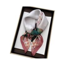 Lenço Quadrado De Cetim Floral Luxuoso Para Mulheres, Elegante Hijab, Lenço De Pescoço, Faixa De