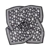 Lenço Quadrado De Seda 70 Com Estampa De Cabeça De Caveira Pequena, Versátil, Lenço Decorativo