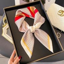 Lenço Quadrado De Seda Com Estampa Floral Para Mulheres, Faixa De Cabelo De Cetim Macio, Hijab,