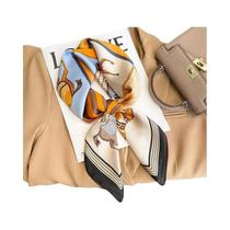 Lenço Quadrado De Seda Feminino, 70x70cm, Estampa Fashion, Faixa De Cabelo, Gravata, Bolsa, Fita