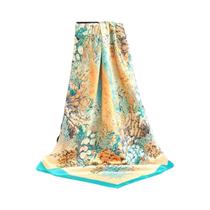 Lenço Quadrado De Seda Feminino 90cm Com Estampa Floral, Foulard De Cetim Designer, Bandana, Hijab, Lenço Quadrado De Seda Feminino 90cm Com Estampa Floral, Foulard De Cetim Designer, Bandana, Hijab,