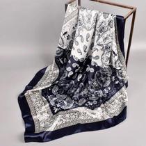 Lenço Quadrado De Seda Feminino 90cm Estampado Em Sarja, Xale, Hijab, Faixa De Cabelo, Bandana,