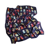 Lenço Quadrado De Seda Feminino Para O Verão Com Estampa De Gato, Laço De Cabelo De Cetim, Hijab De Lenço Quadrado De Seda Feminino Para O Verão Com Estampa De Gato, Laço De Cabelo De Cetim, Hijab De