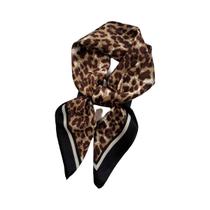 Lenço Quadrado De Seda Imitada Com Estampa De Leopardo Para Mulheres, Luxuoso, Casual E Versátil