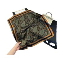 Lenço Quadrado De Seda Luxuosa Para Mulheres, Estampado, Para Enrolar No Pescoço, Lenço De Cabeça,
