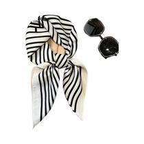 Lenço Quadrado De Seda Luxuoso Para Mulheres, Estampa Xadrez, Faixa De Cabelo De Cetim, Hijab Macio,