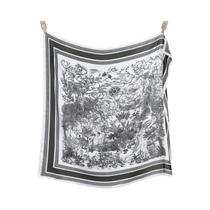 Lenço Quadrado Elegante De Cetim Para Mulheres 110x110cm Com Estampa De Flores E Folhas, Protetor Lenço Quadrado Elegante De Cetim Para Mulheres 110x110cm Com Estampa De Flores E Folhas, Protetor