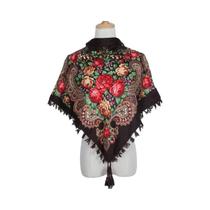 Lenço Quadrado Feminino Vintage Bordado Ucraniano Mistura De Algodão Lenço Estampado Quente Bandana