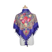 Lenço Quadrado Feminino Vintage Bordado Ucraniano Mistura De Algodão Lenço Estampado Quente Bandana