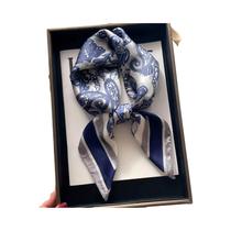 Lenço Quadrado Fino De Seda Com Estampa Paisley Para Mulheres, Protetor Solar, Bandana Para Pescoço,