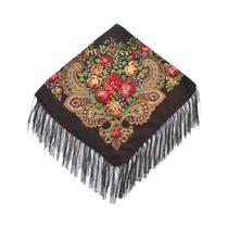 Lenço Quadrado Floral com Franjas - Estilo Ucraniano Babushka