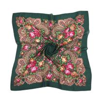 Lenço Quadrado Floral Étnico Feminino (80x80cm) - Estilo Russo - Bandana e Faixa de Cabelo