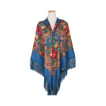 Lenço Quadrado Grande 160x160cm Feminino Com Estampa Floral, Xale De Luxo Com Franjas, Bandana