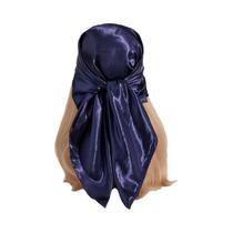 Lenço Quadrado Grande De Cetim Liso Para Mulheres, Imitação De Seda, Xale Corta-Vento, Acessório De