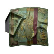 Lenço Quadrado Verde Retrô Com Estampa De Cavalo 70x70cm Feminino Respirável Imitação De Seda