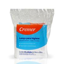 Lenço Seco para Banho Cremer- 50 Unidades (30cm x 28cm)