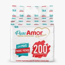 Lenço Toalha Umedecida Puro Amor Premium Kit 200 Toalhas - com FLIP - Qualy Bless