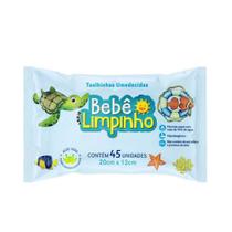 Lenço Toalhas Umedecidas Aloe Vera Bebê Limpinho c/45un