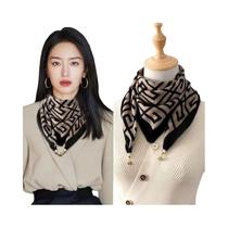 Lenço Triangular Magnético De Algodão E Linho De Luxo Para Mulheres, Proteção Para Outono E Inverno - NONE
