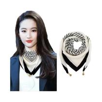 Lenço Triangular Magnético De Algodão E Linho Luxuoso Para Mulheres Proteção Outono Inverno