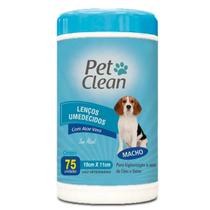 Lenço Umedecido 75 Unid Pet Clean Cachorro Gato Cães Pet