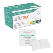 Lenço Umedecido Álcool Swabs Para Assepsia Com 100UN Uniqmed