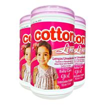 Lenço Umedecido Cotton Line Baby Care Rosa 70 Unidades Hipoalergênico e Sem Álcool