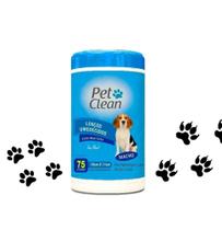 Lenço Umedecido Filhote Cachorro Gato Pet Clean 75 Unidades
