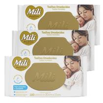Lenço Umedecido Mili Love Care 3 Pacotes c/ 100 (total 300 Toalhinhas super macias , livre de álcool e parabenos Lenço Umedecido Mili Love Care 3 Pacotes c/ 100 (total 300 Toalhinhas super macias , livre de álcool e parabenos