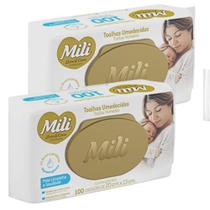 Lenço Umedecido Mili Love & Care Premium 2 Pacotes c/ 100 (0% álcool e parabenos)