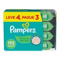 Lenço Umedecido Pampers Aroma de Aloe Vera 48 unidades 4 Pacotes