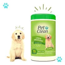 Lenço Umedecido Para Cães Gatos Pet Clean 75 Un. Filhotes